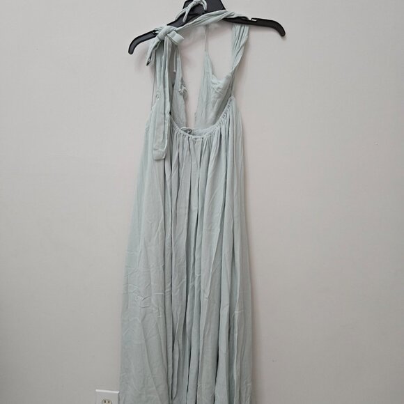 🤍 VICI Sage Green Maxi Dress – Flowy Tie-Front Boho Summer Style (Small) - Picture 5 of 7